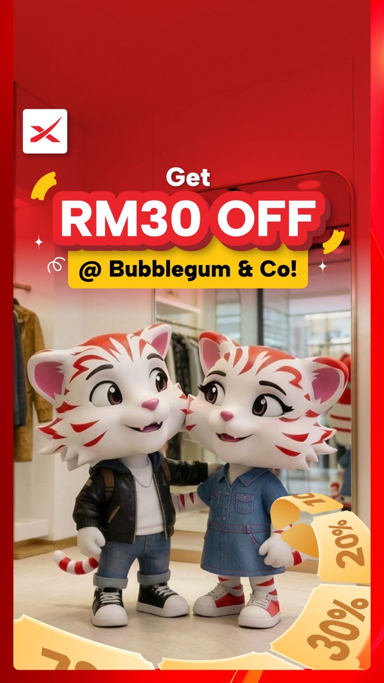 MoneyX voucher reel — Get RM30 OFF @ Bubblegum & Co!